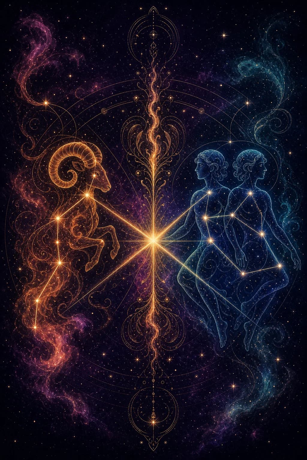 Aries & Gemini constellation artwork