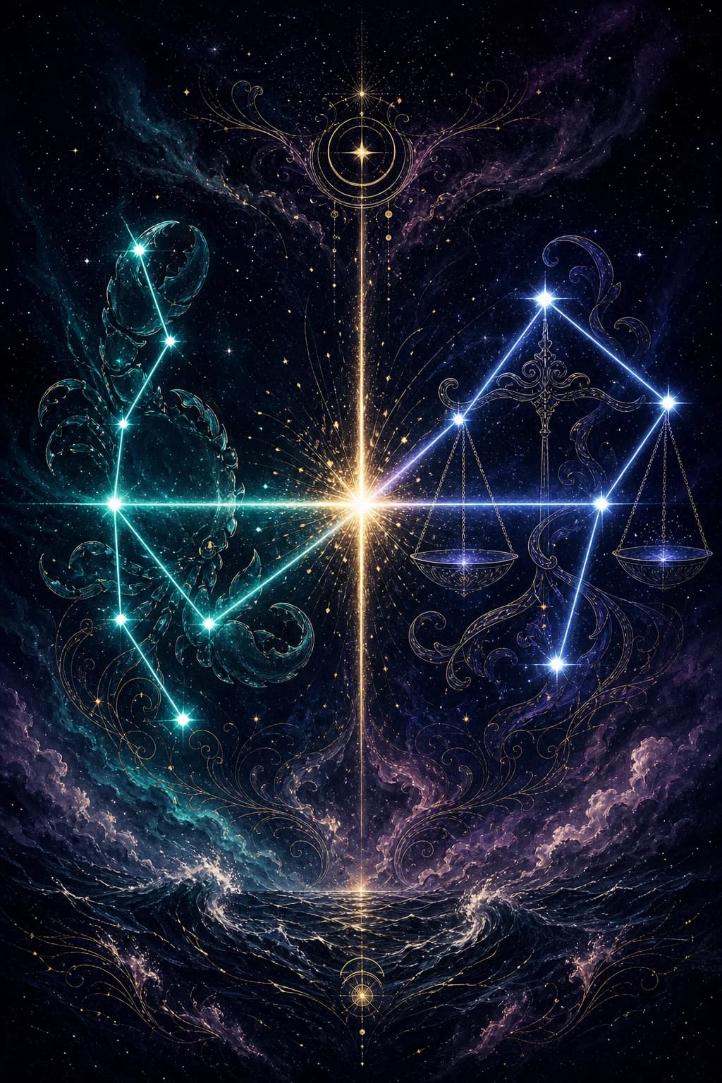 Cancer & Libra constellation artwork
