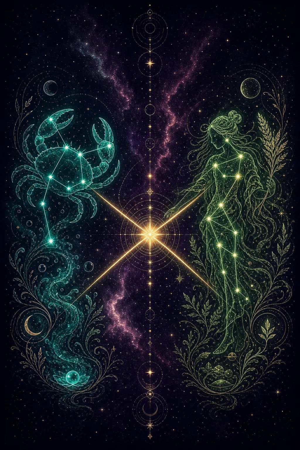 Cancer & Virgo constellation artwork