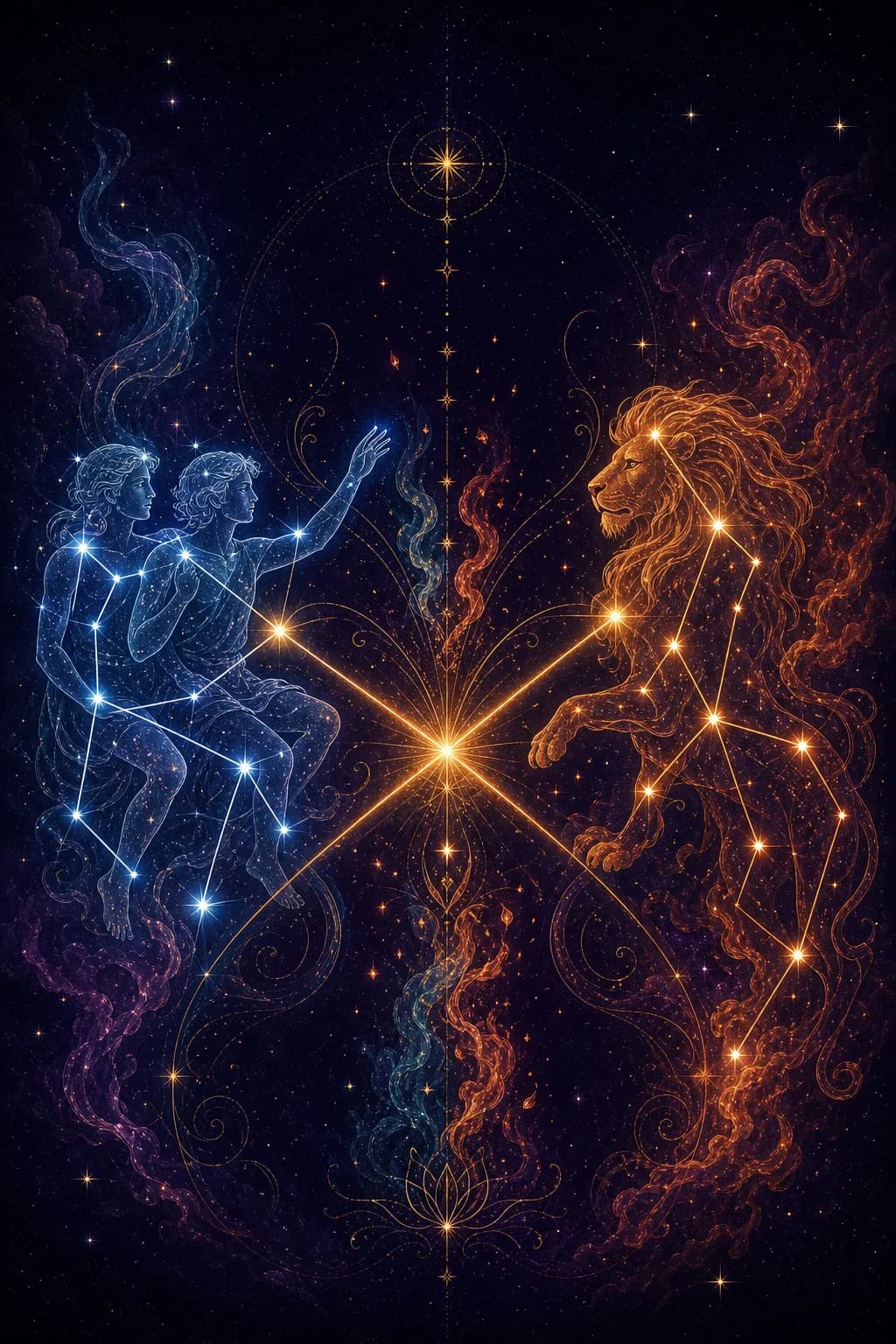 Gemini & Leo constellation artwork