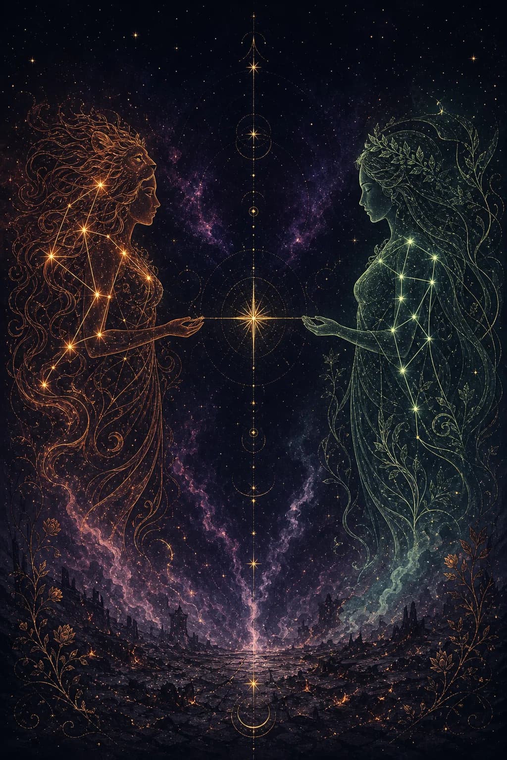 Leo & Virgo constellation artwork