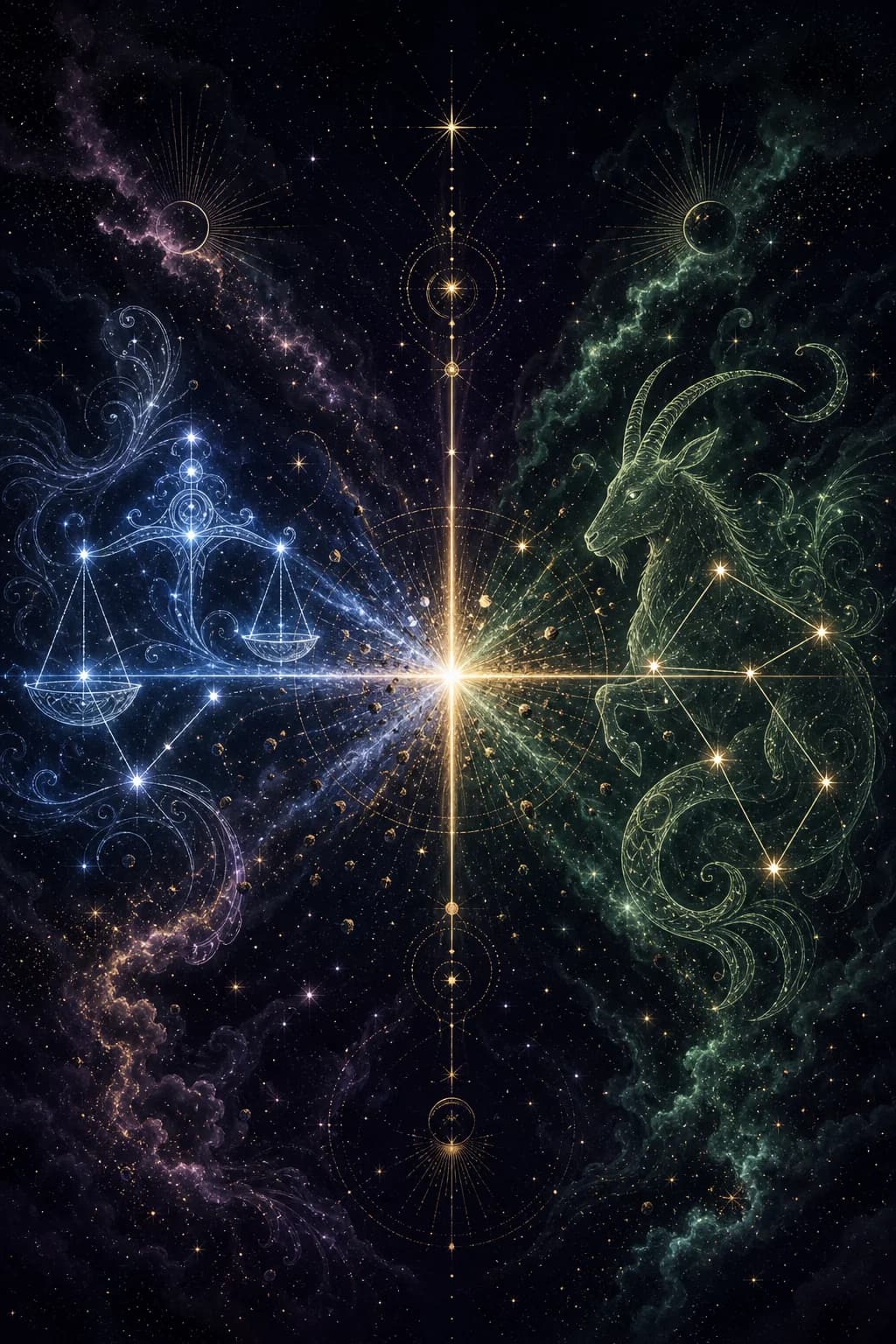 Libra & Capricorn constellation artwork