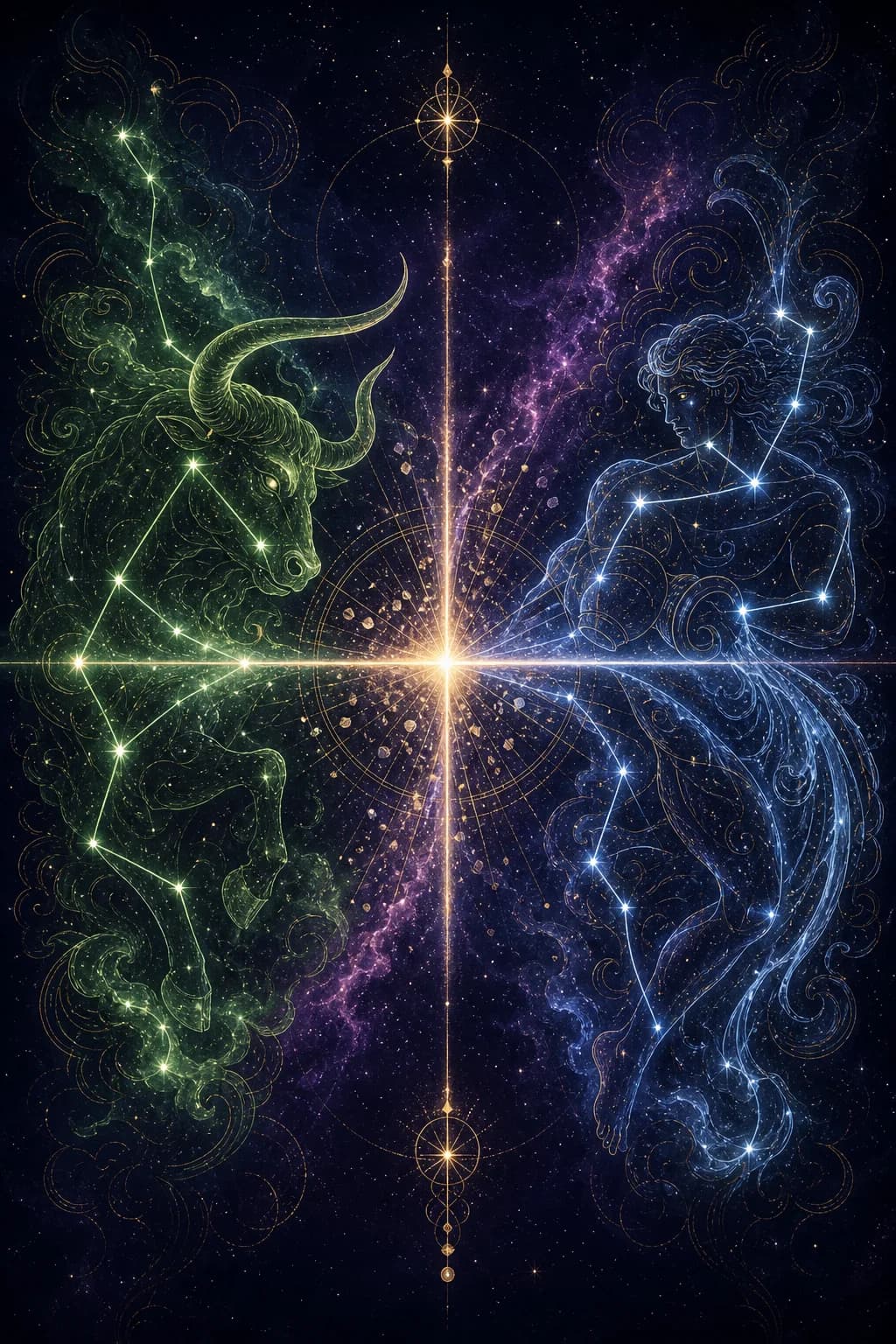 Taurus & Aquarius constellation artwork
