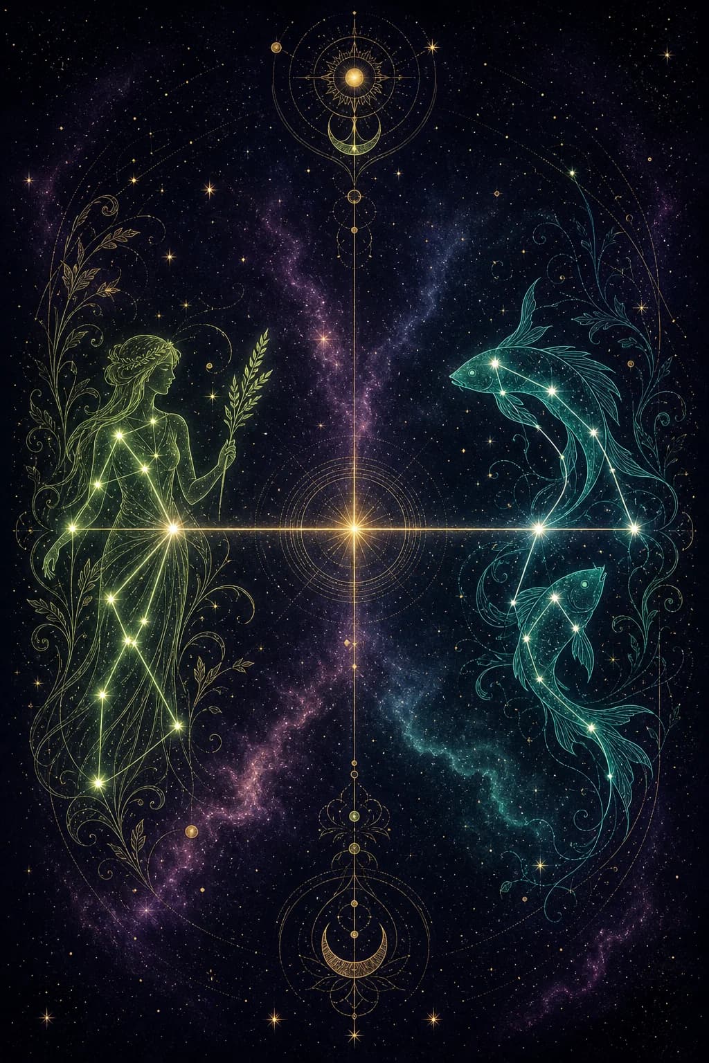 Virgo & Pisces constellation artwork