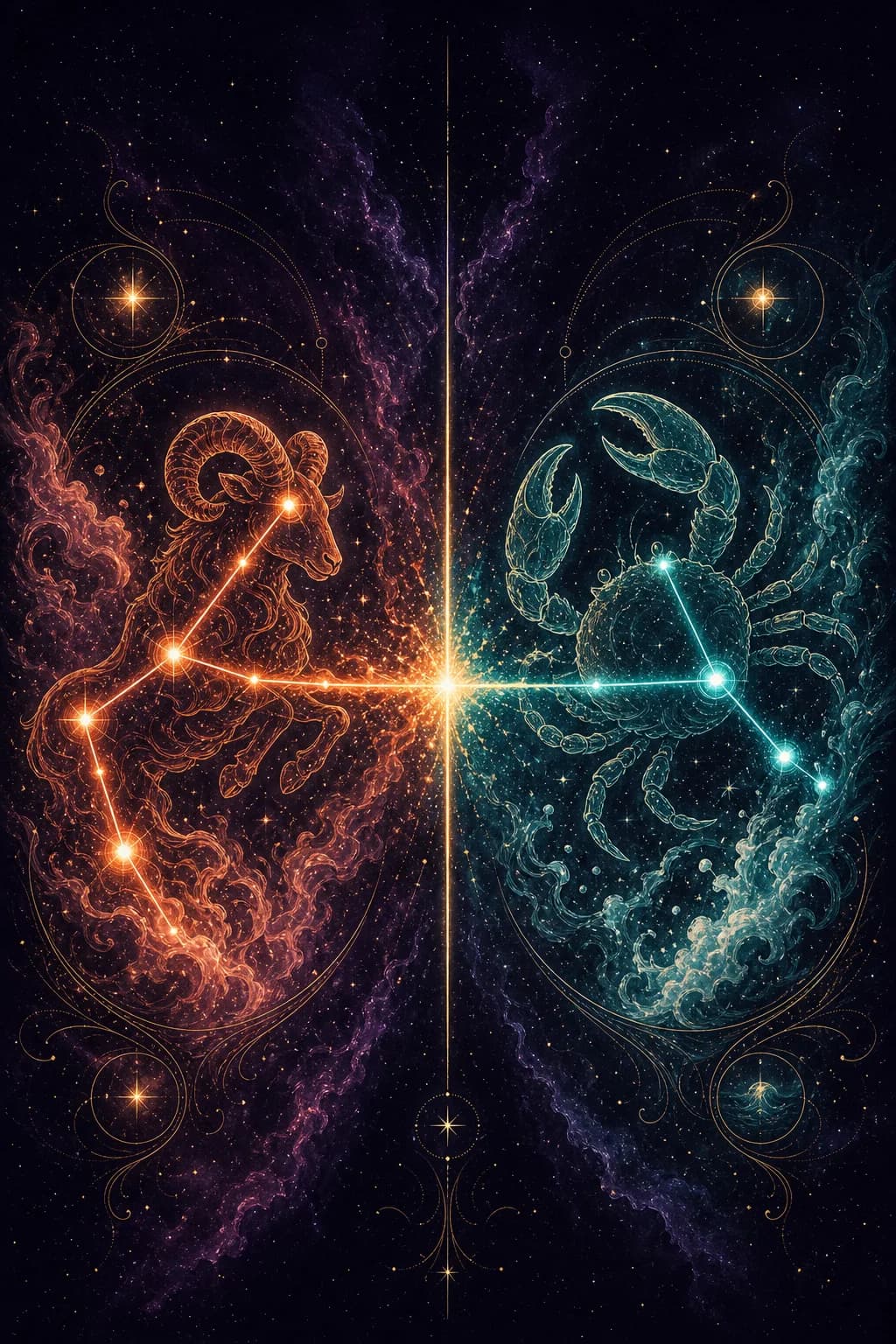 Aries & Cancer constellation artwork