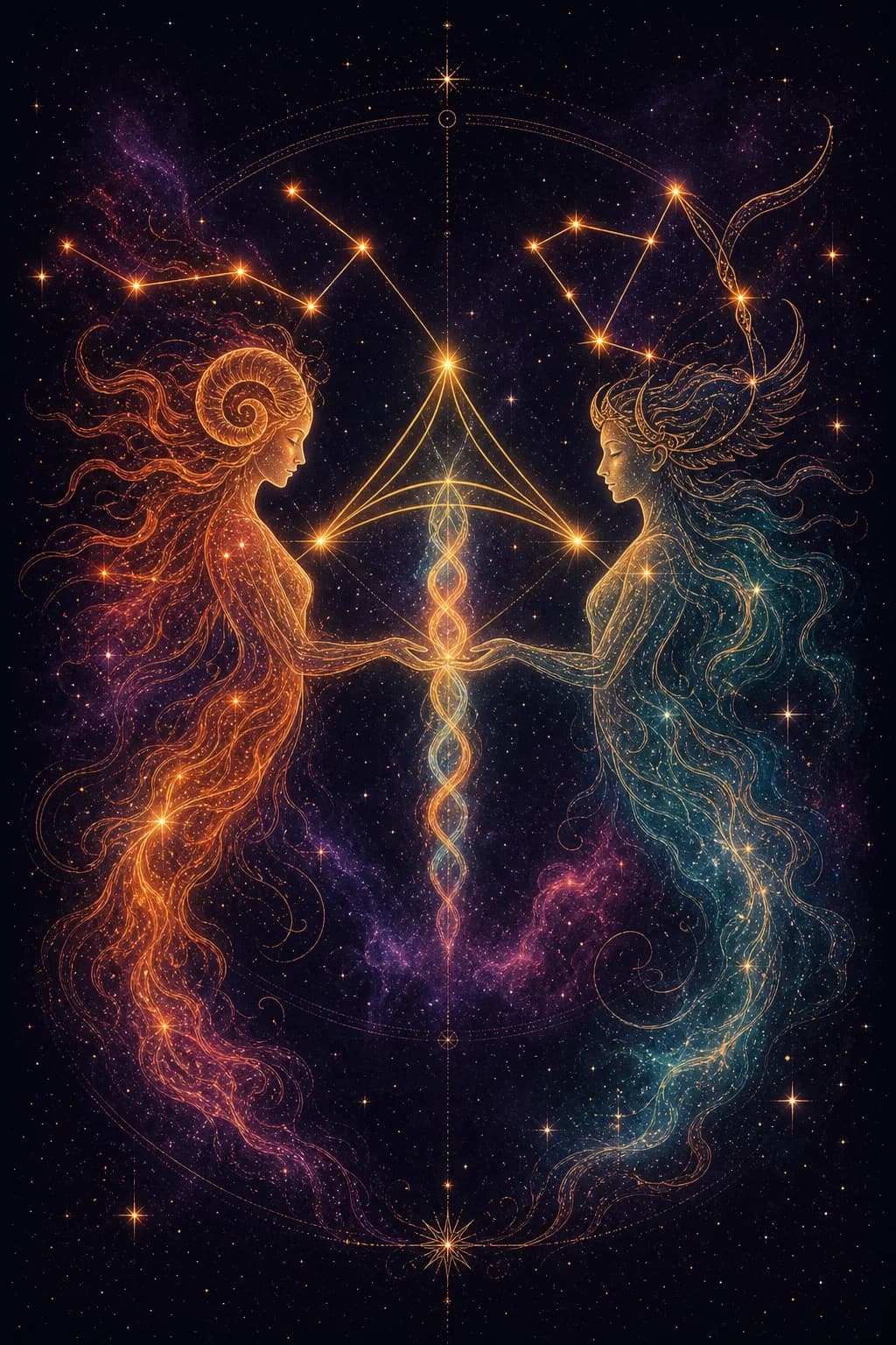 Aries & Sagittarius constellation artwork
