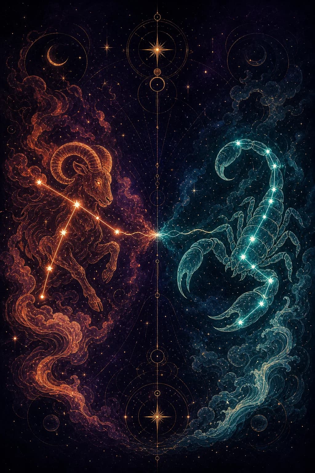 Aries & Scorpio constellation artwork