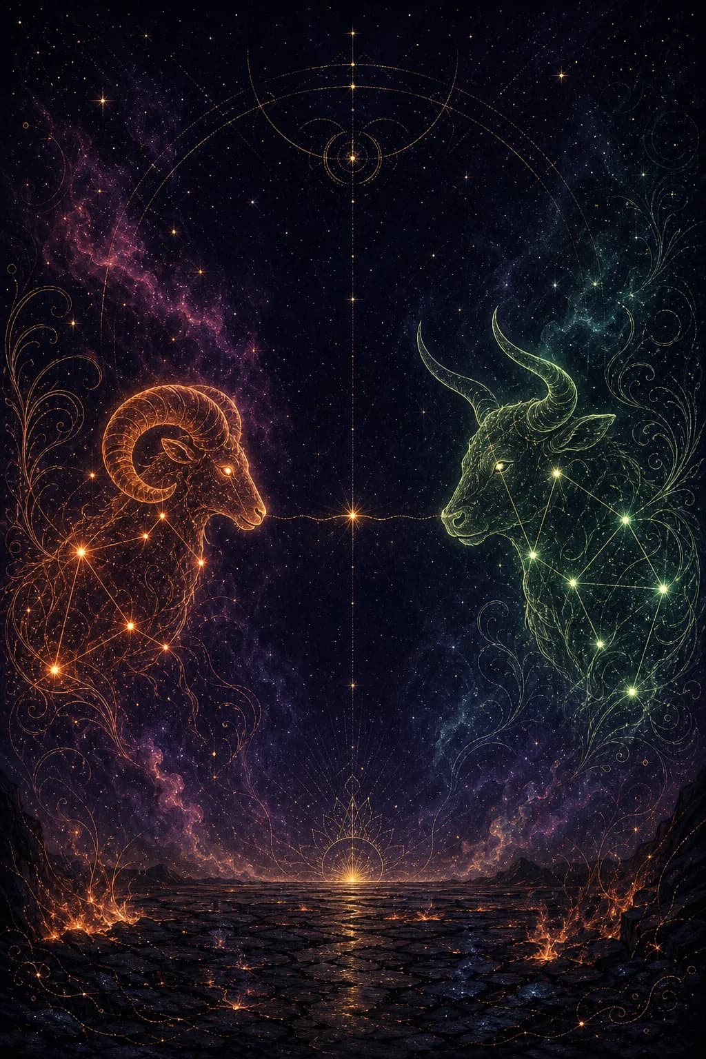 Aries & Taurus constellation artwork