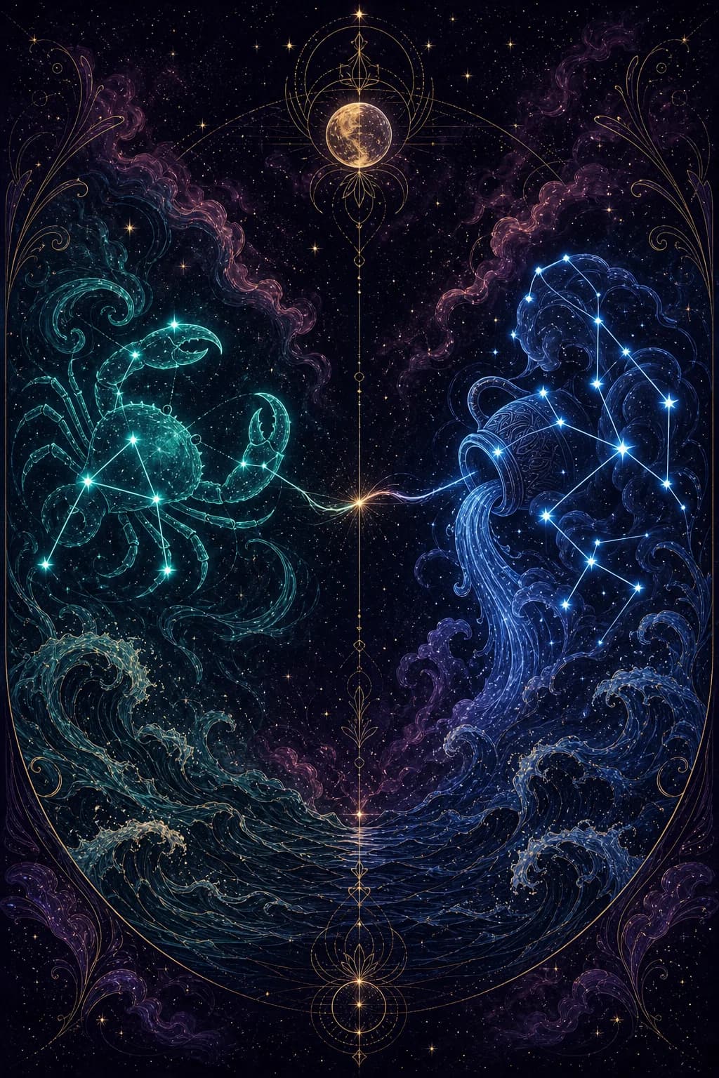 Cancer & Aquarius constellation artwork