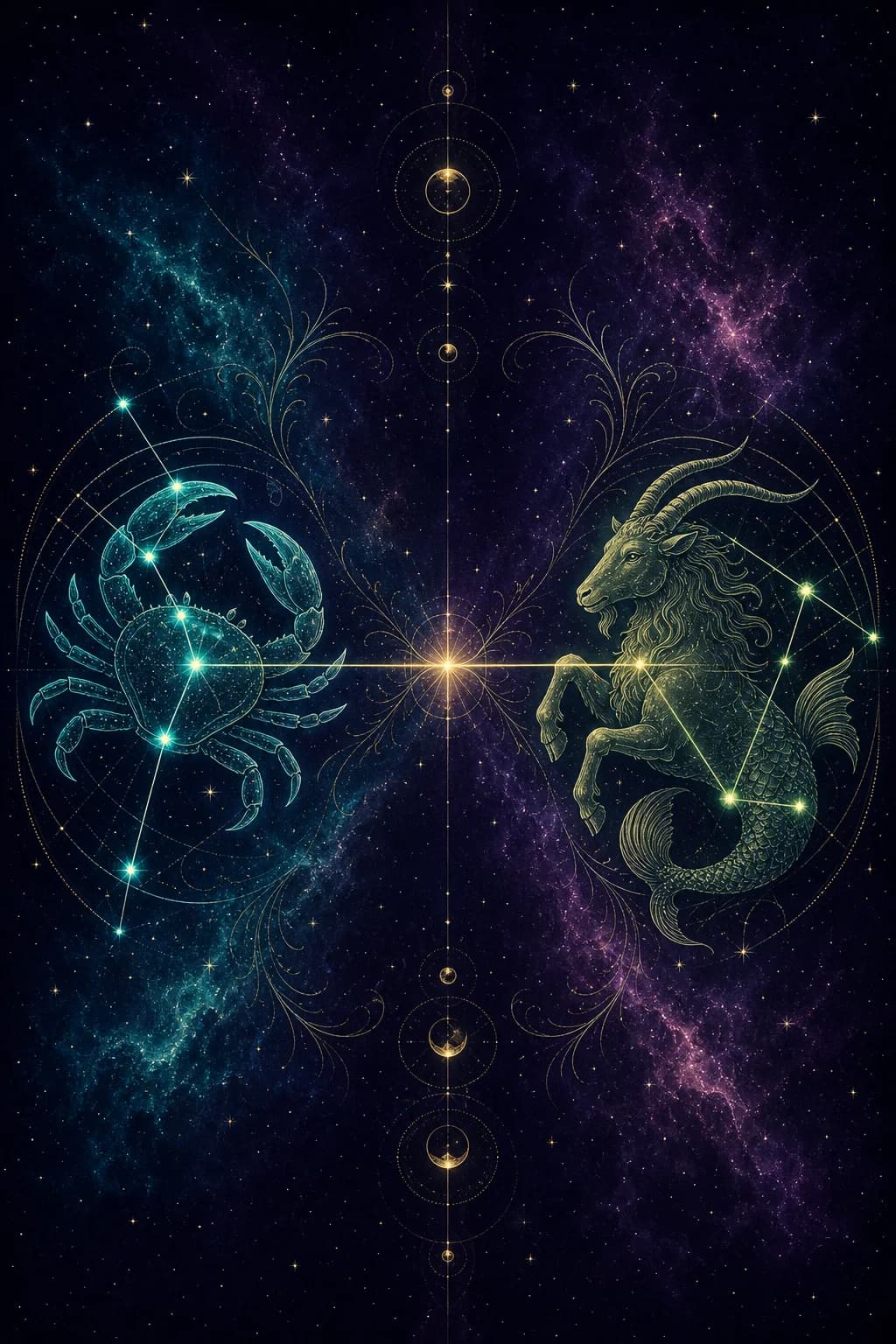 Cancer & Capricorn constellation artwork