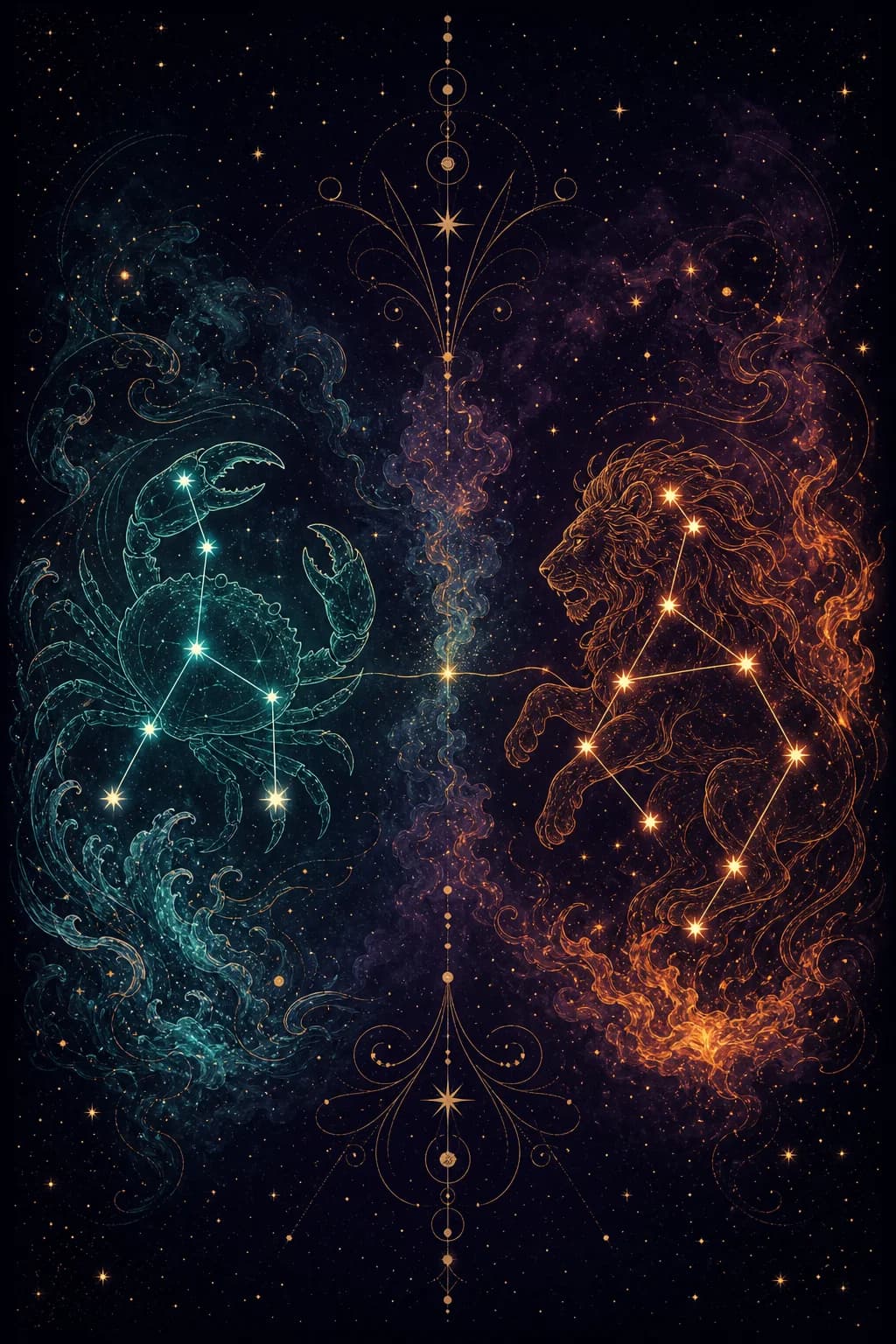 Cancer & Leo constellation artwork