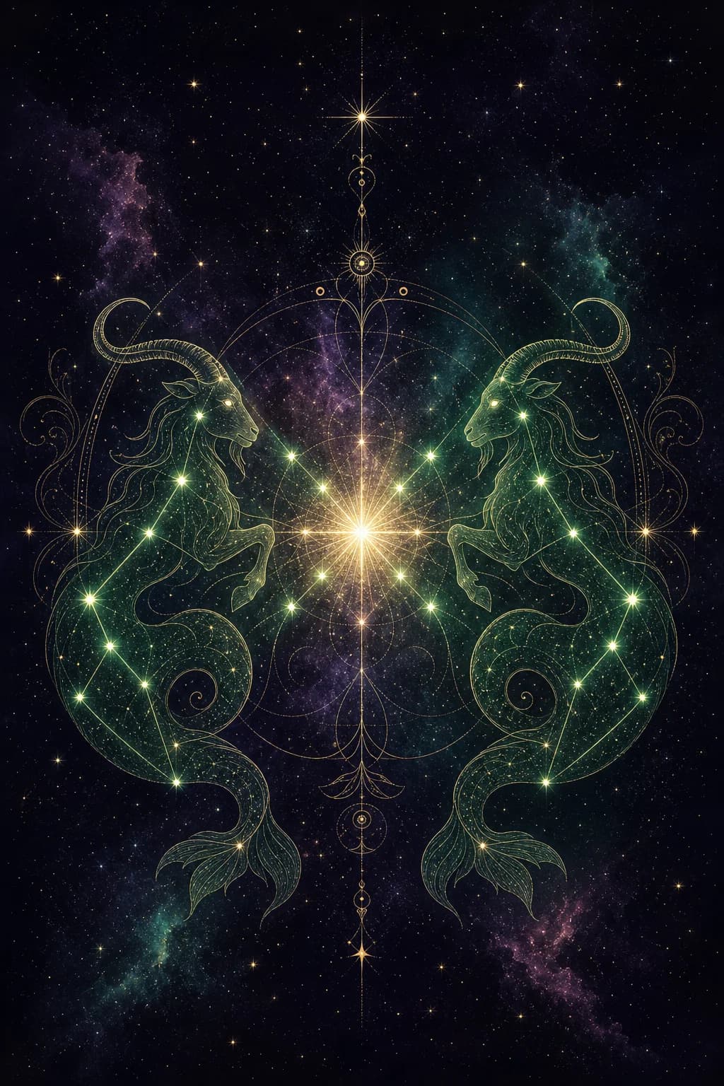 Capricorn & Capricorn constellation artwork