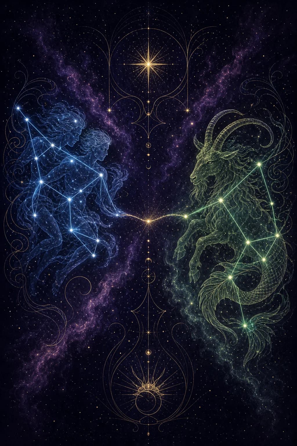 Gemini & Capricorn constellation artwork