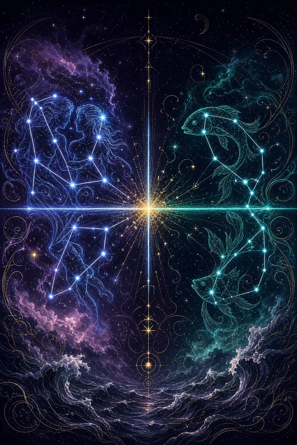 Gemini & Pisces constellation artwork