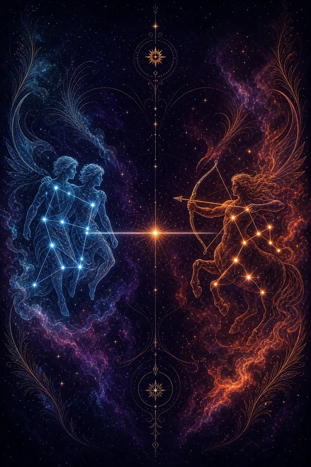 Gemini & Sagittarius constellation artwork