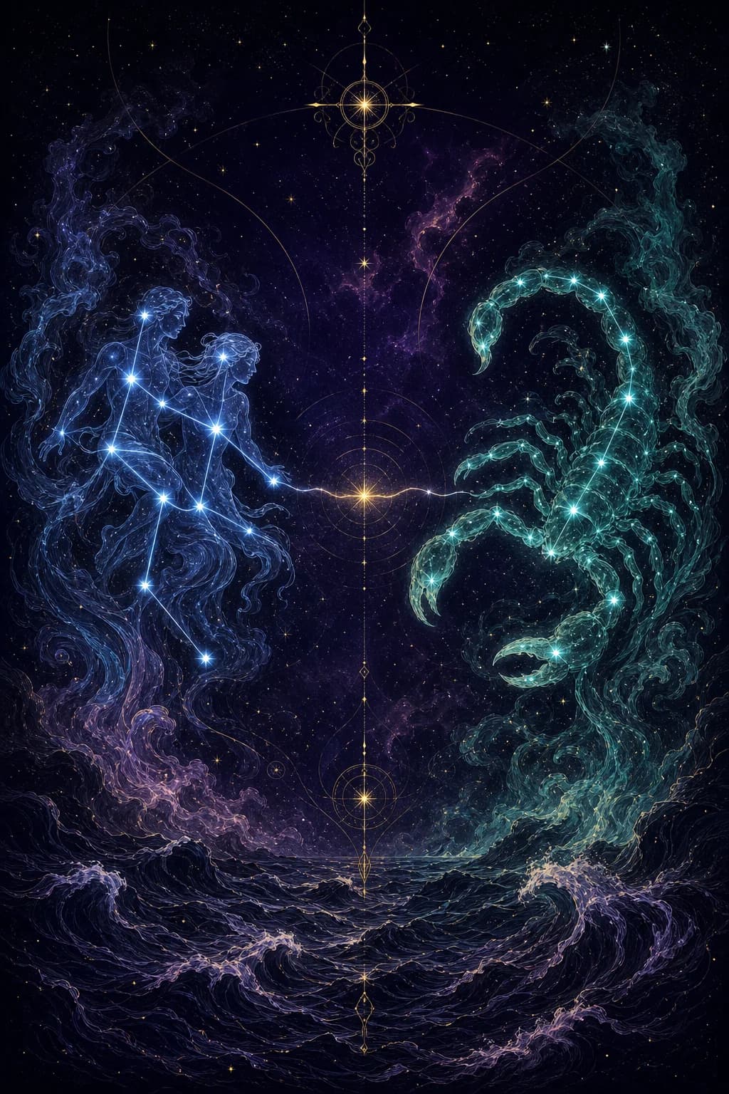 Gemini & Scorpio constellation artwork