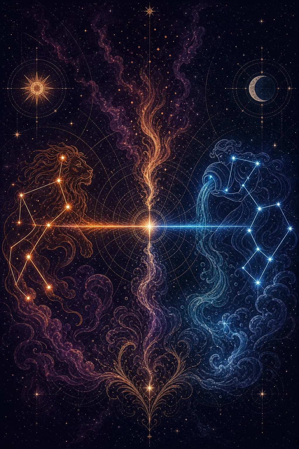 Leo & Aquarius constellation artwork