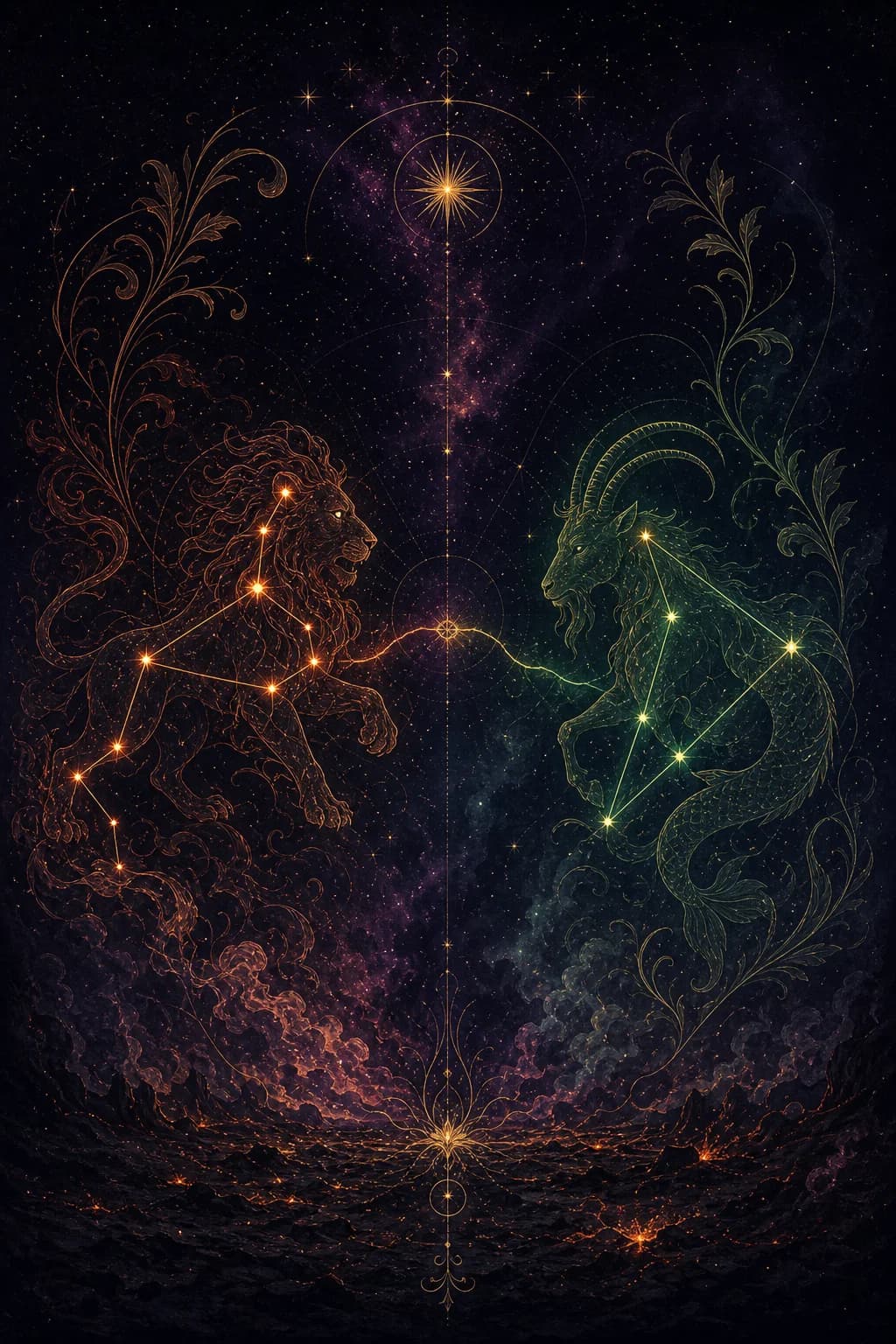 Leo & Capricorn constellation artwork