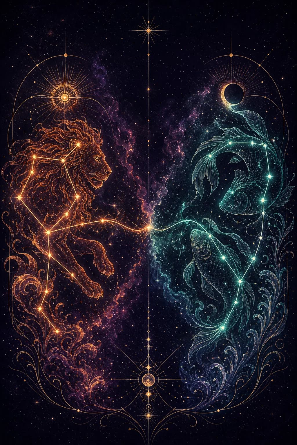 Leo & Pisces constellation artwork