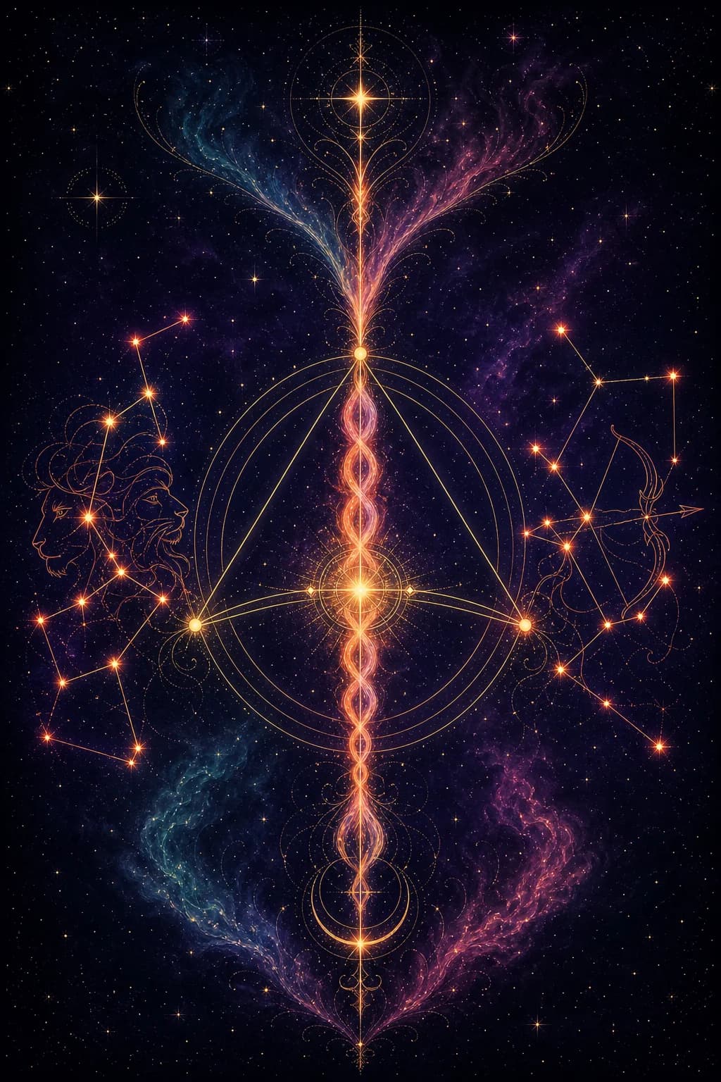 Leo & Sagittarius constellation artwork