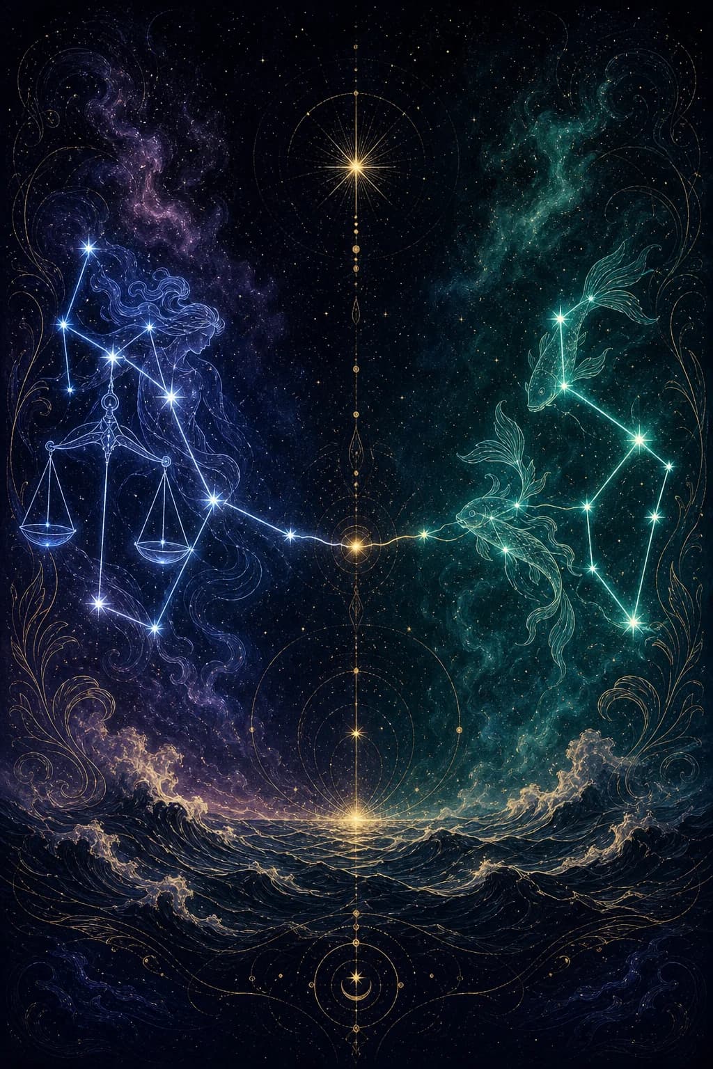 Libra & Pisces constellation artwork