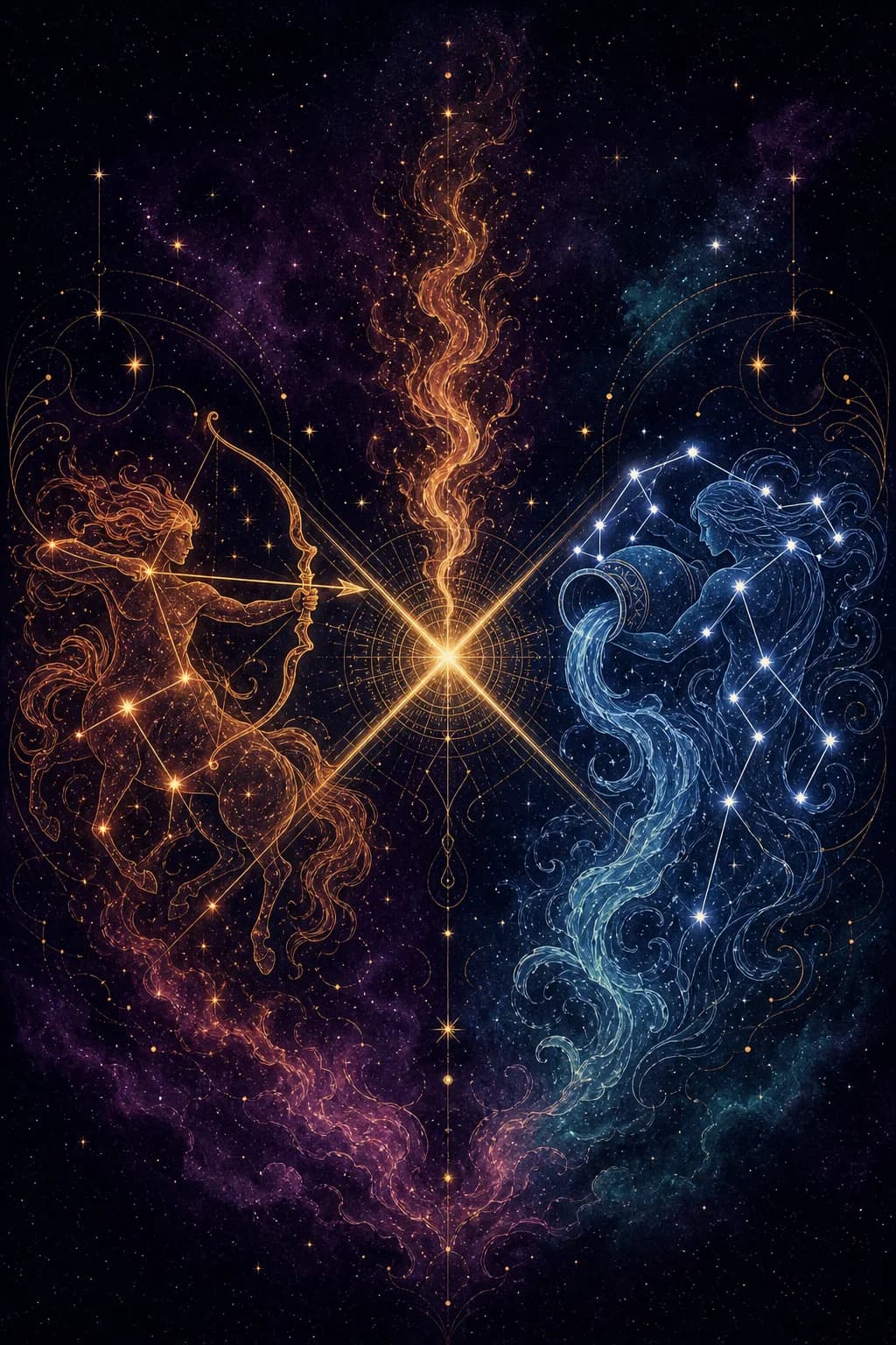 Sagittarius & Aquarius constellation artwork