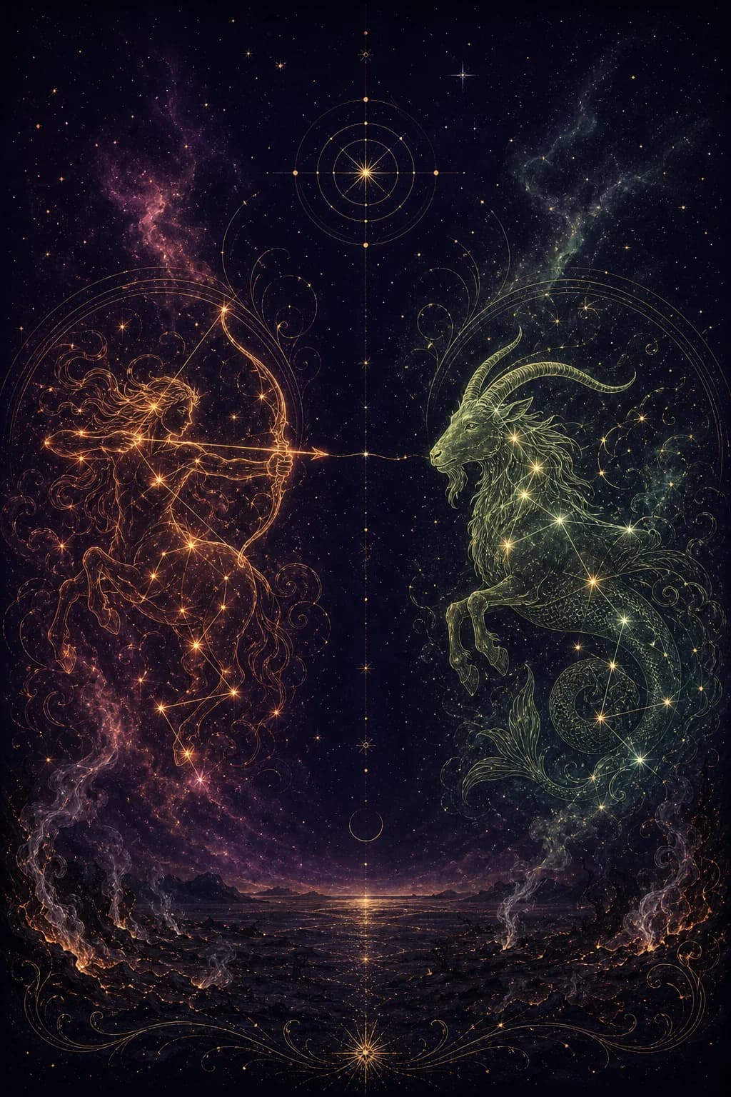 Sagittarius & Capricorn constellation artwork