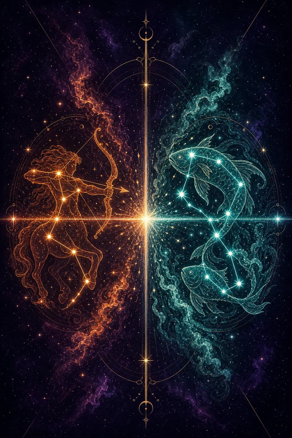 Sagittarius & Pisces constellation artwork