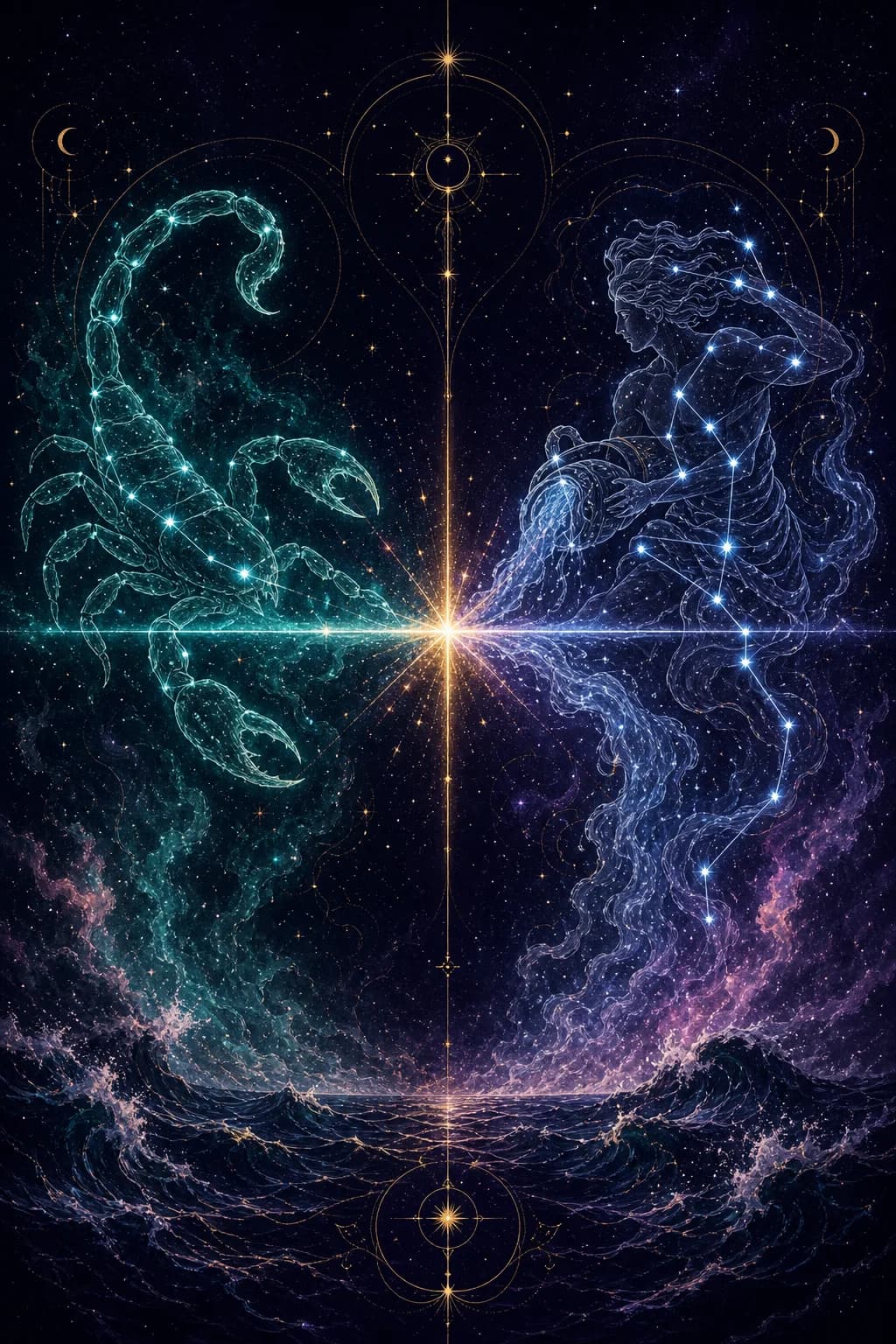 Scorpio & Aquarius constellation artwork