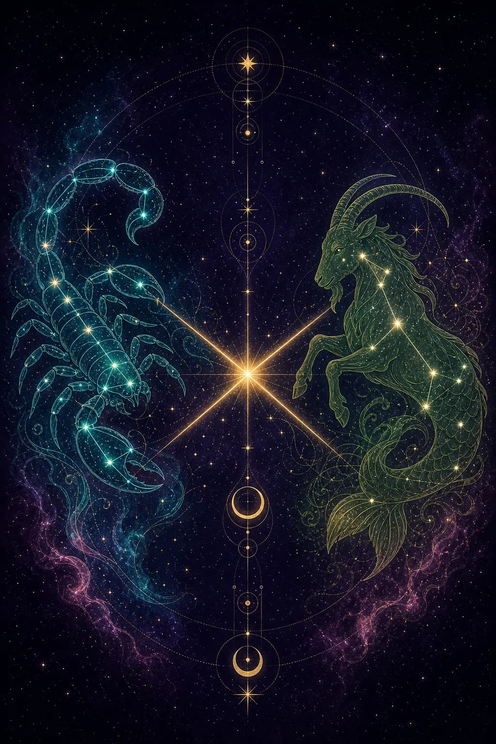 Scorpio & Capricorn constellation artwork