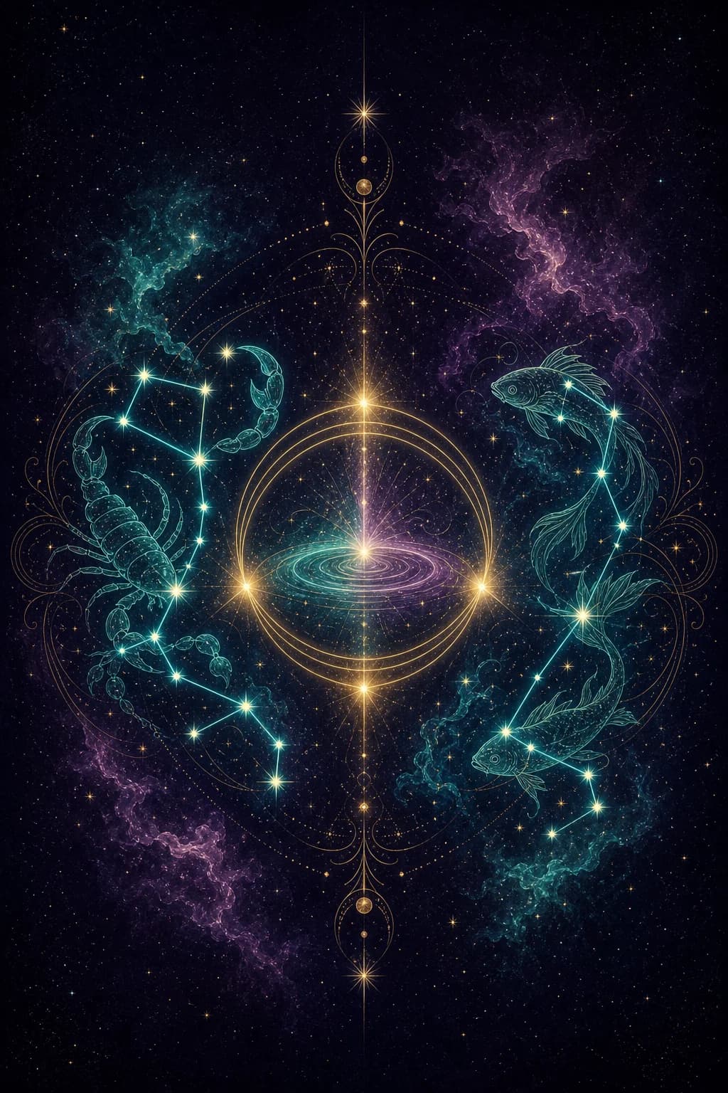 Scorpio & Pisces constellation artwork