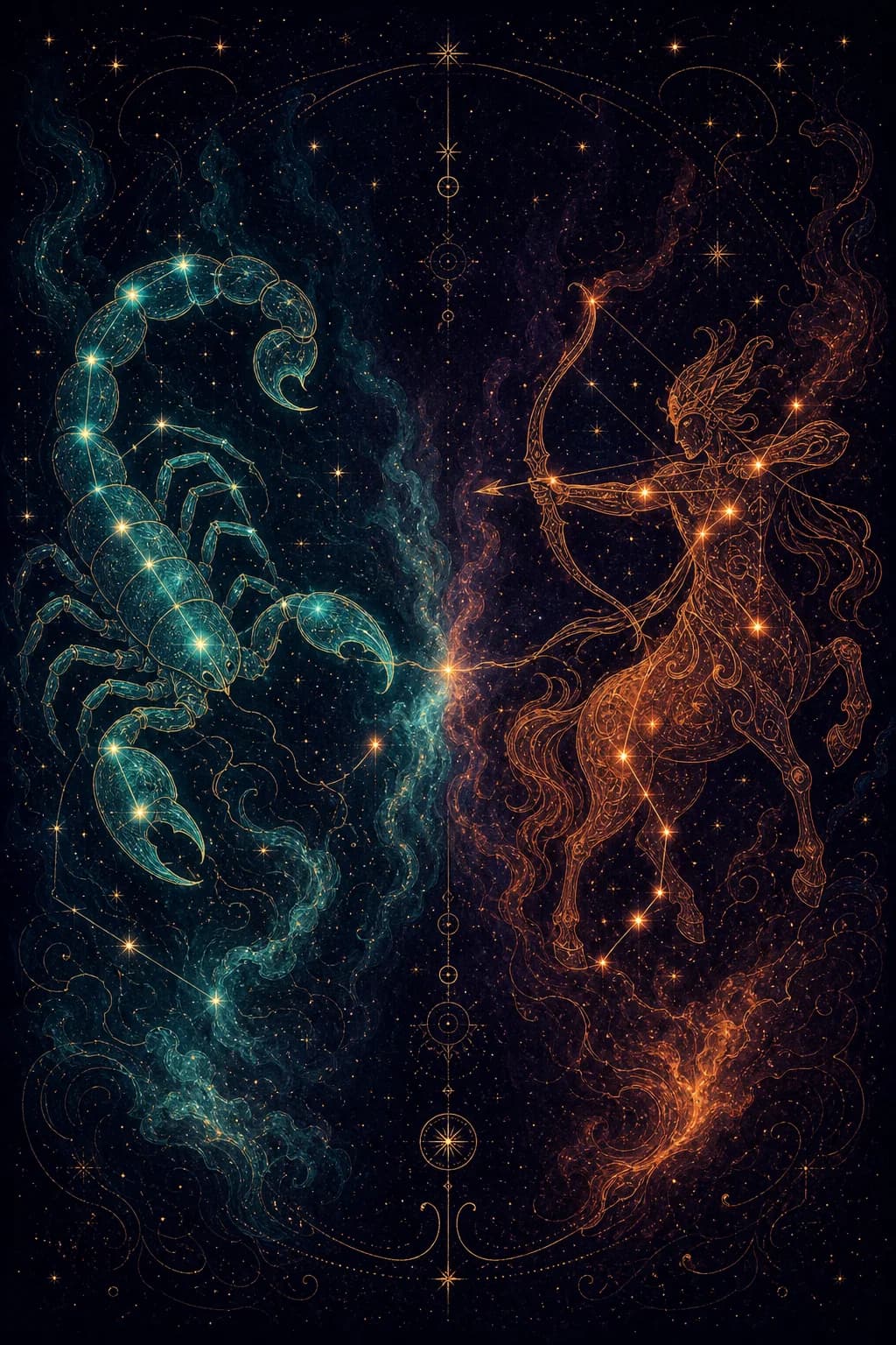 Scorpio & Sagittarius constellation artwork