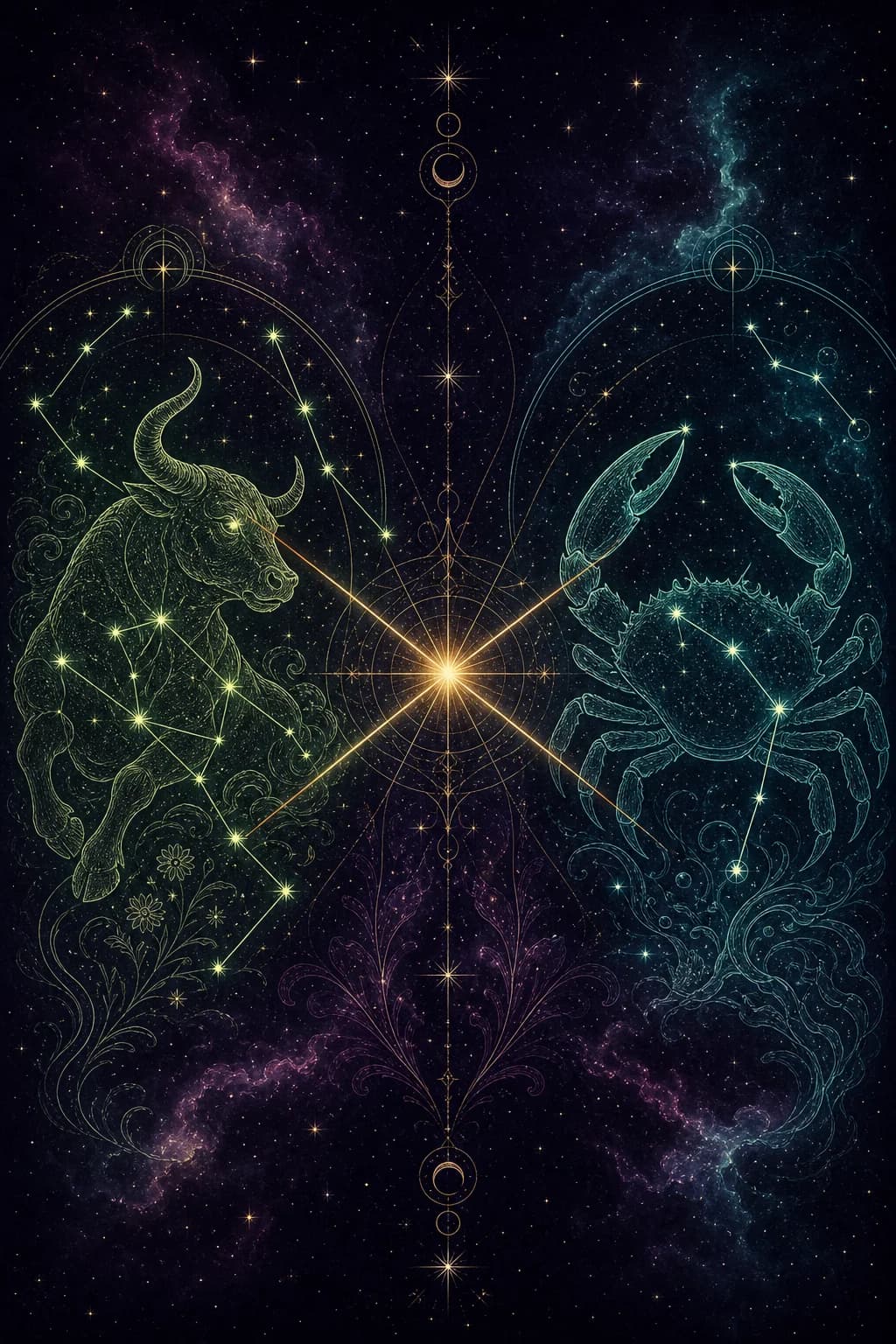 Taurus & Cancer constellation artwork