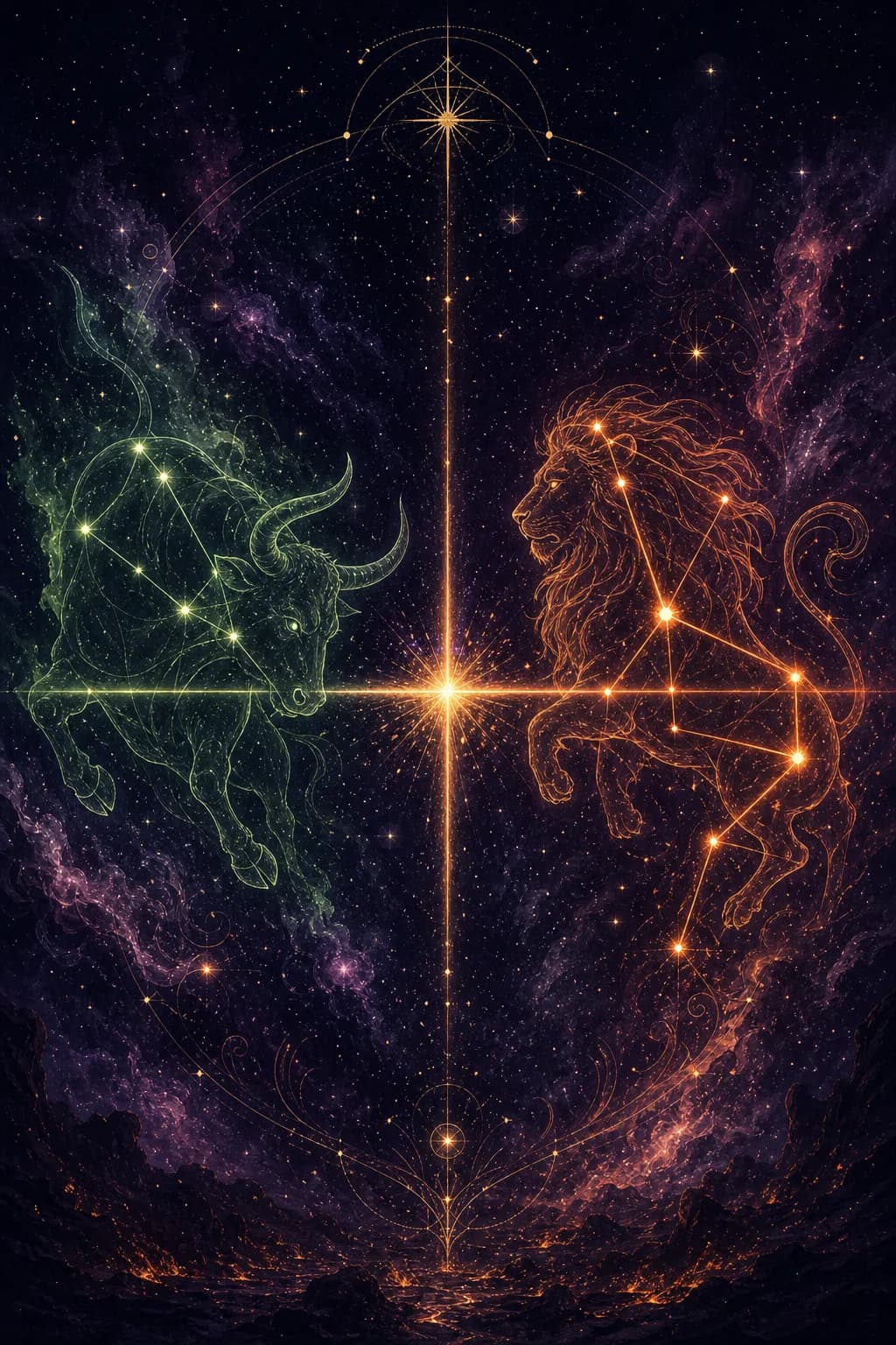 Taurus & Leo constellation artwork