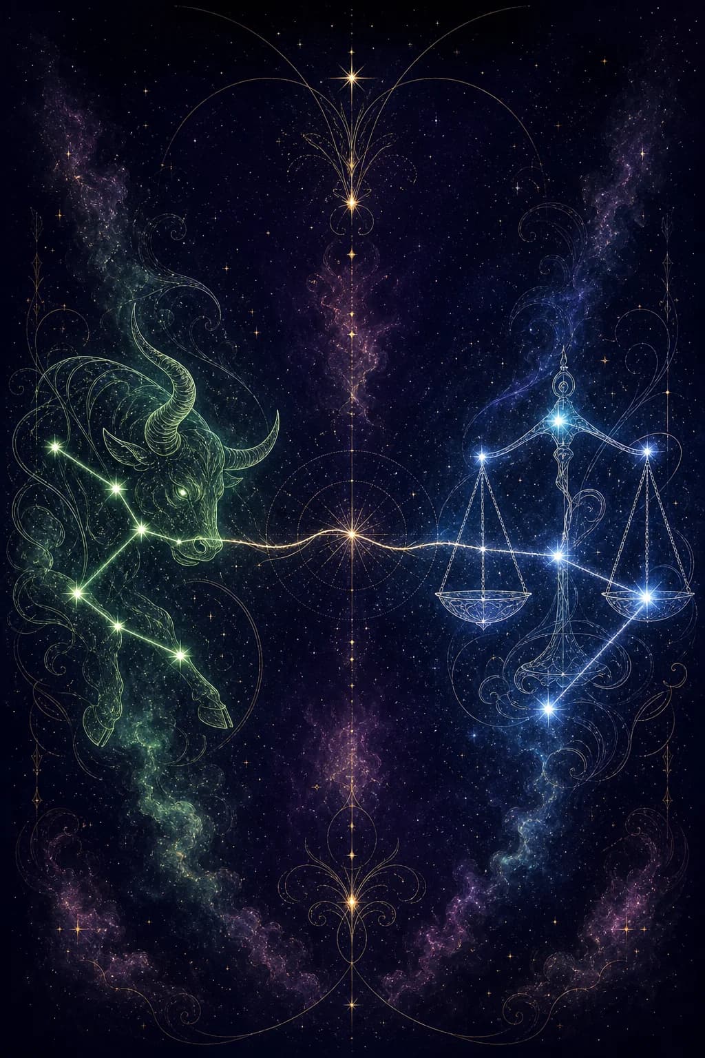 Taurus & Libra constellation artwork