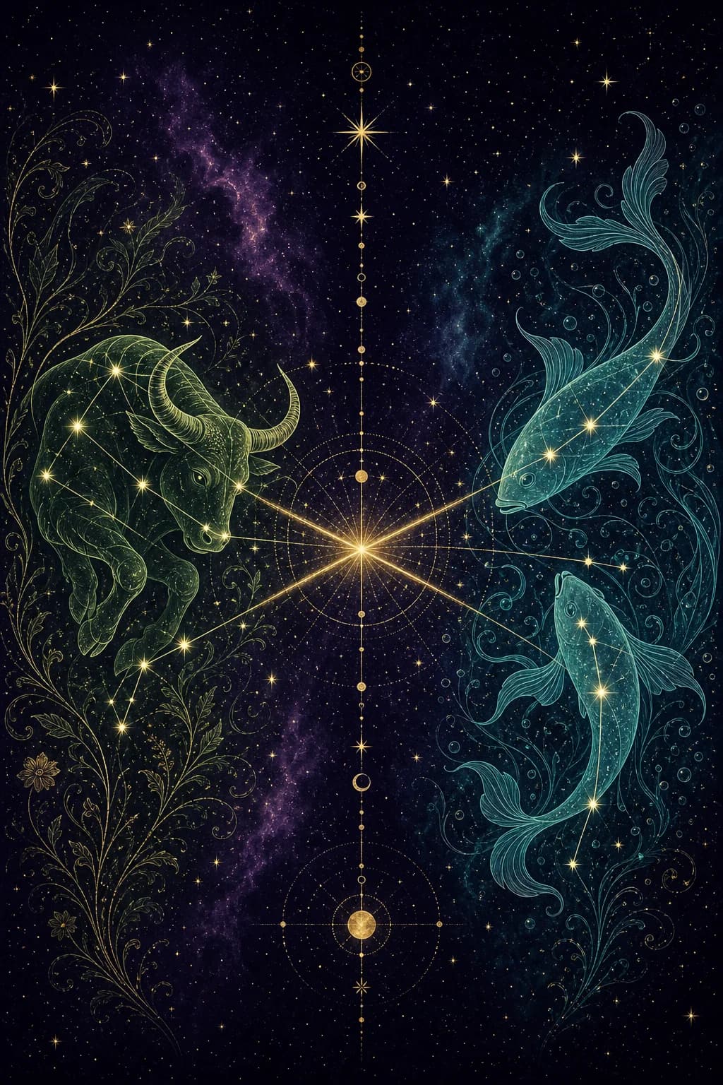 Taurus & Pisces constellation artwork