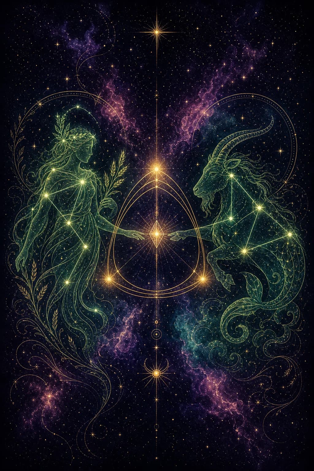 Virgo & Capricorn constellation artwork