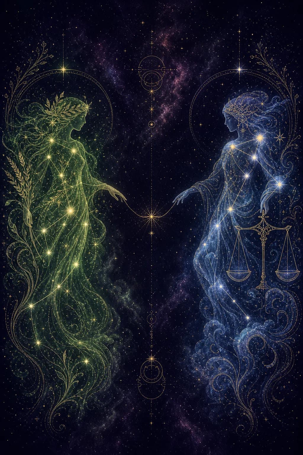 Virgo & Libra constellation artwork